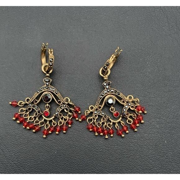 Vintage Monet 2 In 1 Chandelier Or Hoops Pierced Earrings - Picture 1 of 6